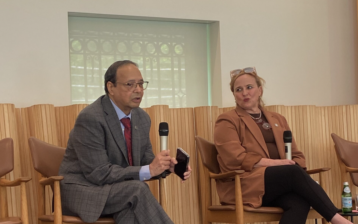 Provost, Atam Dhawan speaking at a public event regarding PFAS