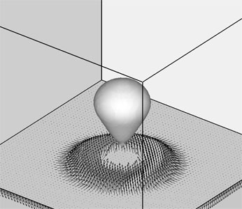 the trailing end of the bubble 